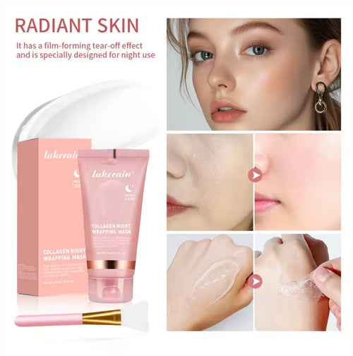 Korean Collagen Wrapping Face Mask Set – Glow & Firm Skin Instantly, Tightens Skin, Deep Hydration + Brush