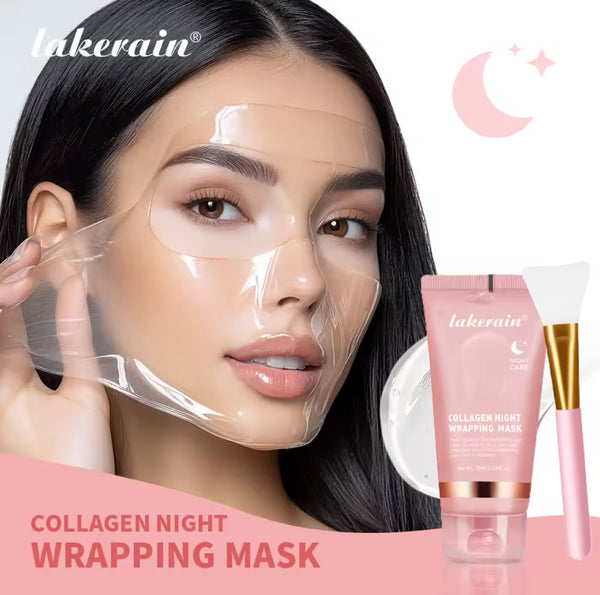 Korean Collagen Wrapping Face Mask Set – Glow & Firm Skin Instantly, Tightens Skin, Deep Hydration + Brush
